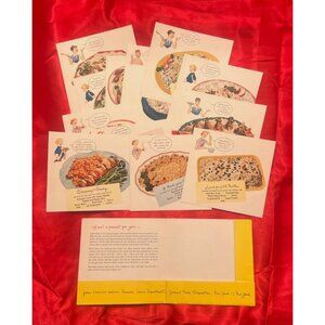 1949 Minute Rice Recipe Cards Portfolio Twelve Dream Dishes Complete Set, Vivid!